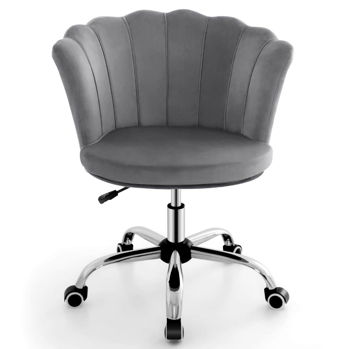 Fauteuil de Bureau à Roulettes Chaise de Coiffeuse Velours Hauteur Réglable H 74-82 CM Forme de Péta