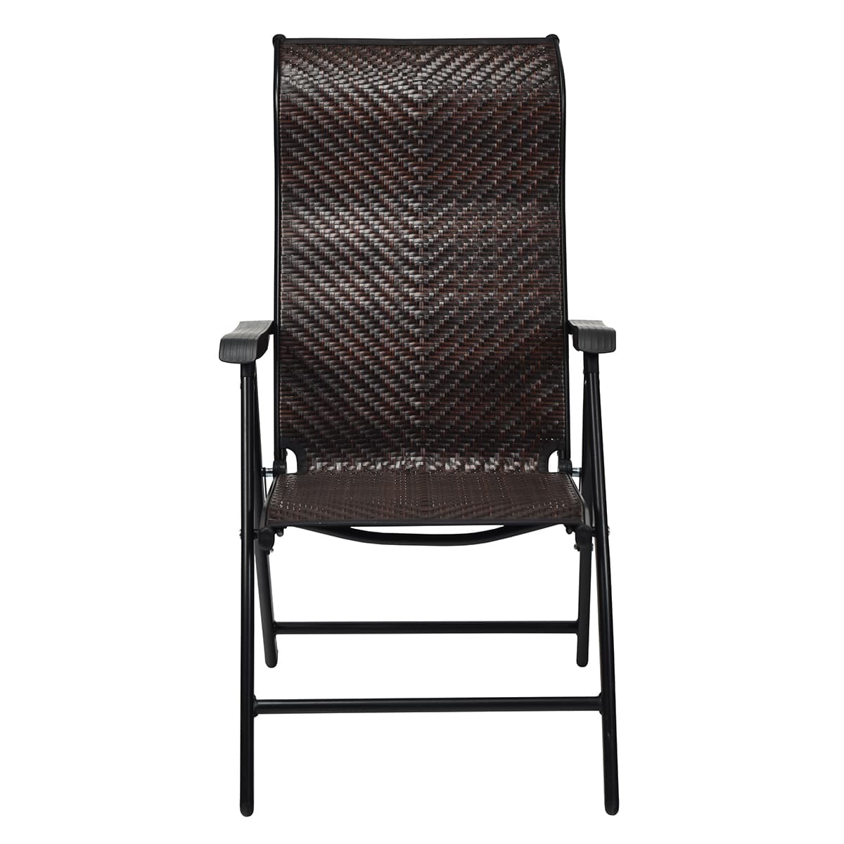 CostwayChaises Pliantes de Jardin en Rotin 1 Pièces avec Dossier Réglable pour Extérieur&Intérieur 71x58x111cm Marron