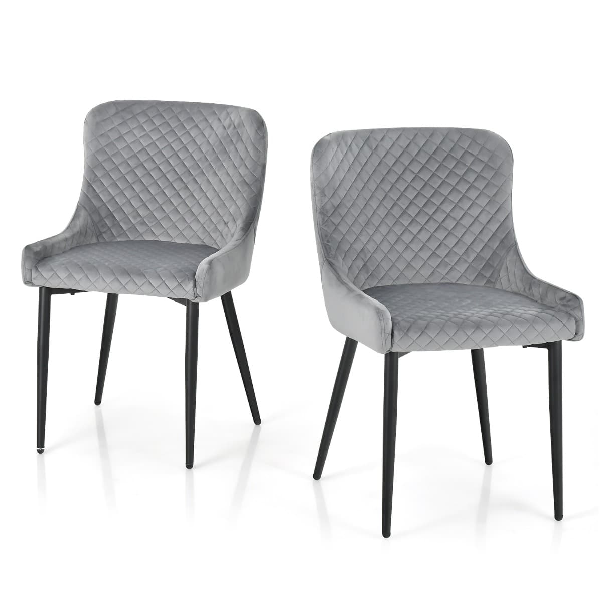 Lot de 2 Chaises de Salle à Manger Chaise d'Appoint de Cuisine Rembourrée avec Pieds en Métal Repose