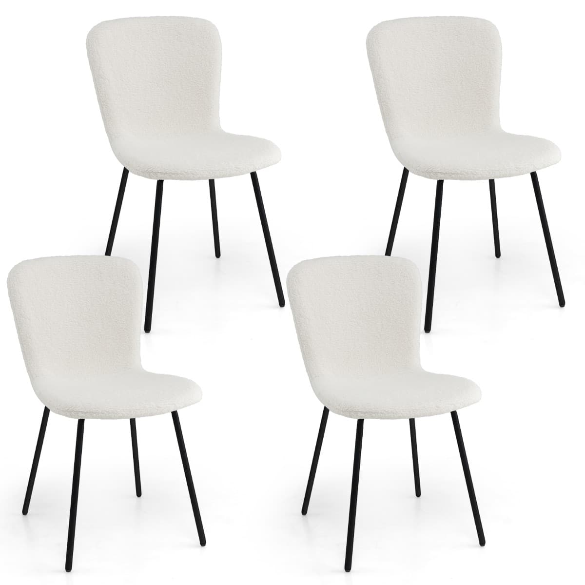 Ensemble de 4 Chaises de Salle à Manger Chaise Rembourrée Moderne avec Dossier et Pieds en Métal Bla
